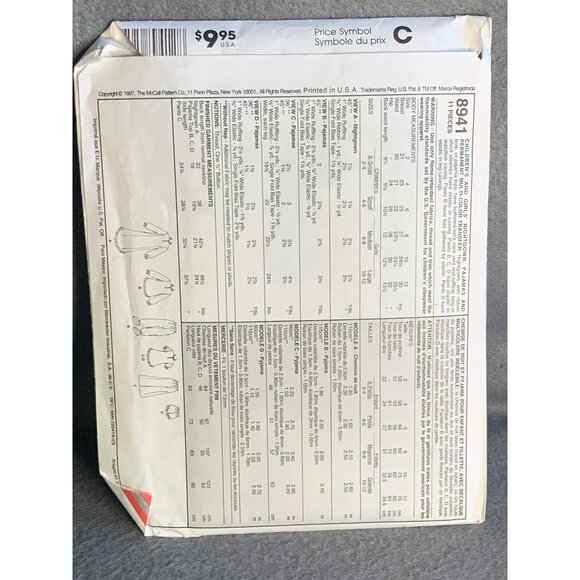 McCall's Girls Sleepwear Sewing Pattern Sz 4-6 8941 - Uncut - Picture 3 of 4